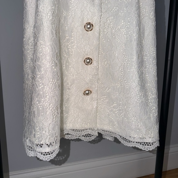 Motf Ivory Lace Button-Front Mini Dress | Sleeveless Collared | NWT | Size M - Picture 3 of 10